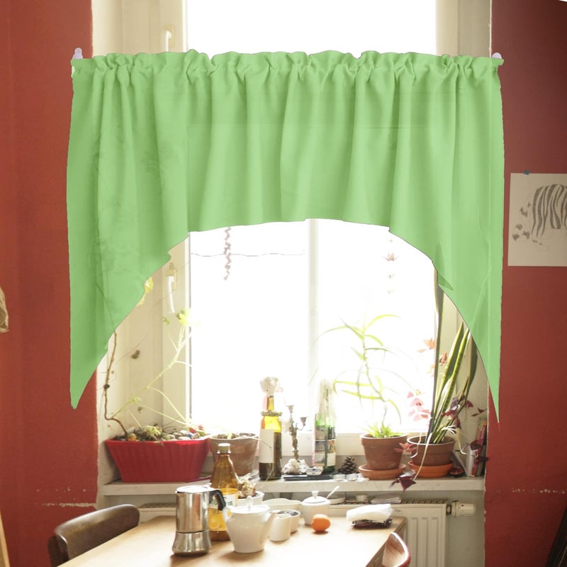 Zen Creative Designs Solid Poplin Swag Window Valance Home Décor Bedroom Nursery Kitchen Window (Tea Green) - Image 2